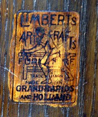 Signed in the drawer with the firms brand:
"Limbert's Arts & Crafts Furniture, made in Grand Rapids and Holland (Michigan)"